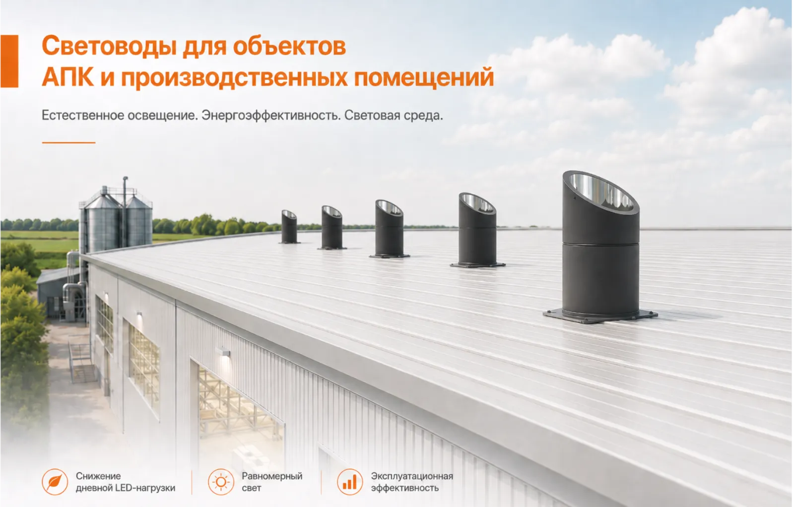 Естественное освещение производственного цеха: зенитные фонари и световоды
